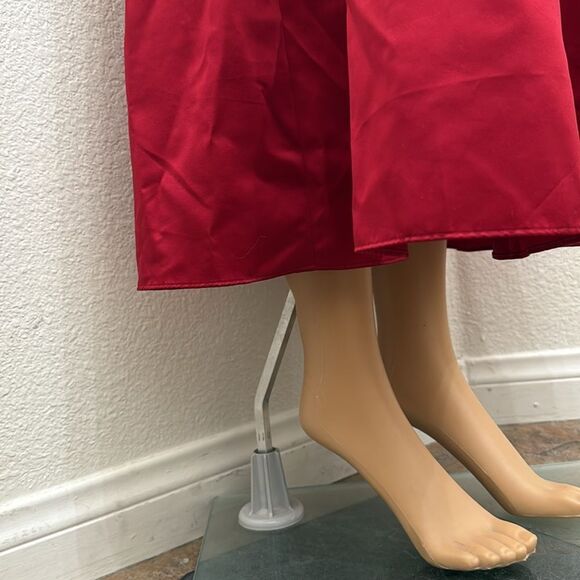 David’s Bridal Dress Sz 12 Apple Maroon Burgundy Red Ruched Spaghetti Strap Maxi - Picture 14 of 15